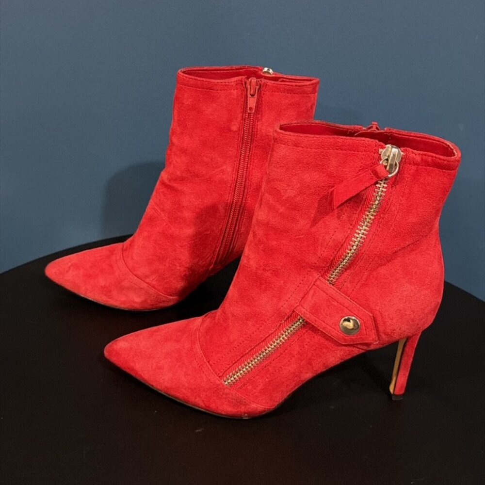 Nine West Red Sueded Bootie 8